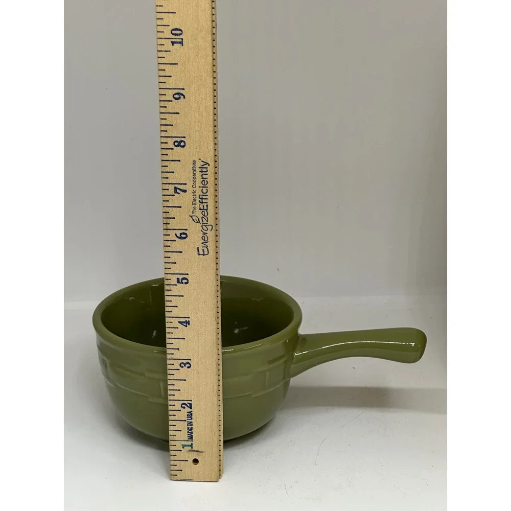 Longaberger Chili Bowl Sage Green Woven Traditions Pottery Single Handle NIB
